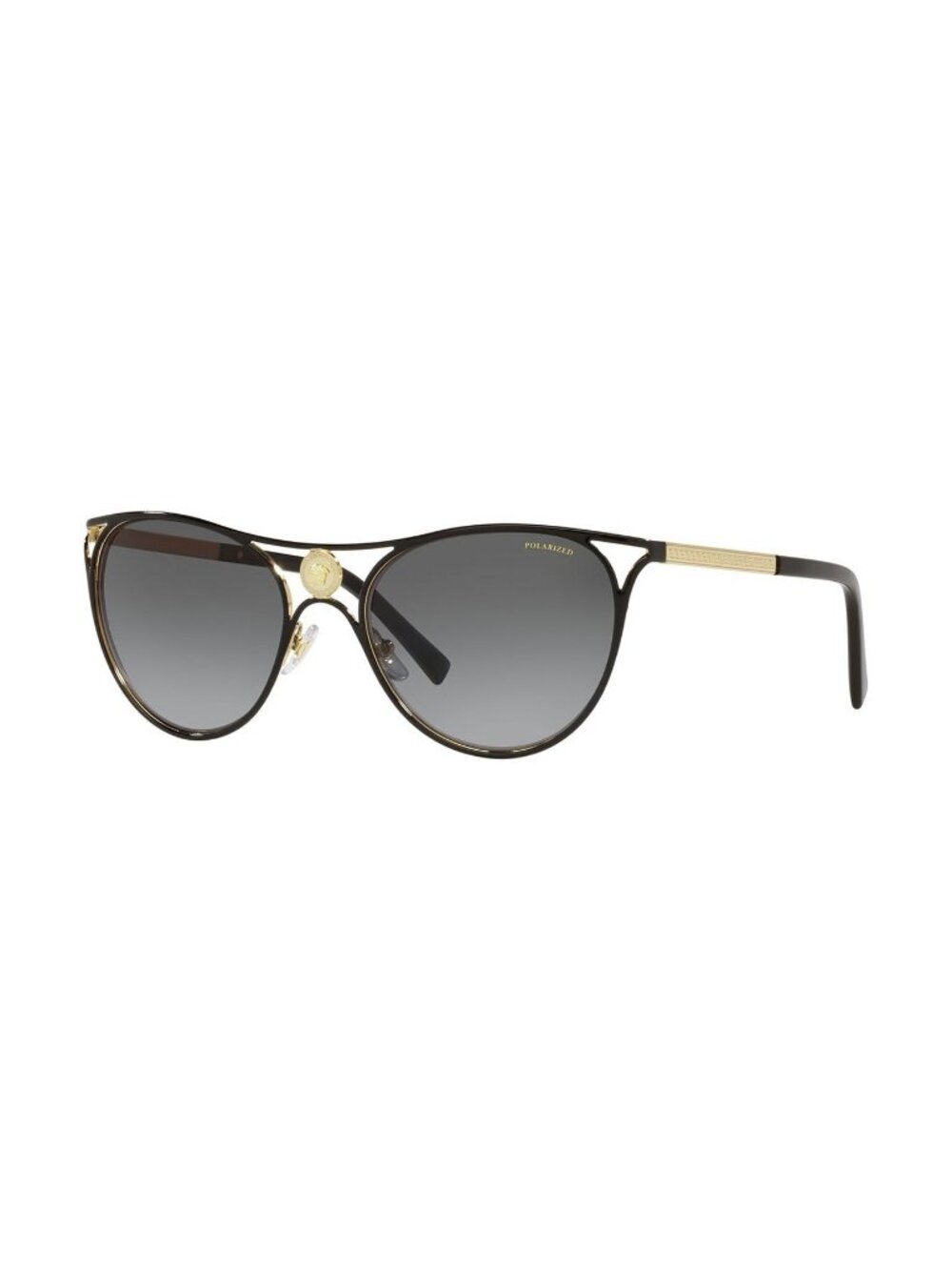 New Authentic Versace Womens Black and Gold Cat Eye Metal Sunglasses